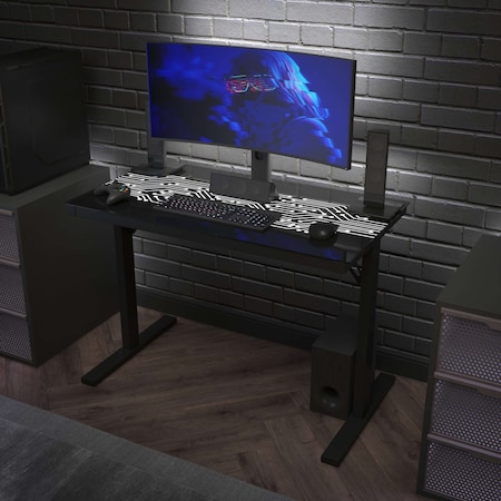 Flash Furniture 30.25 H, 43.25 W X Glass, Medium Density Fiberboard, Steel, Black NAN-JNGT-2842-GG
